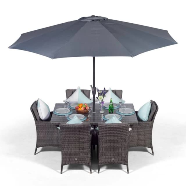 Thats Furniture Savannah Rectangular 6 Seater Rattan Patio Dining Set in Grey Grey Unisex