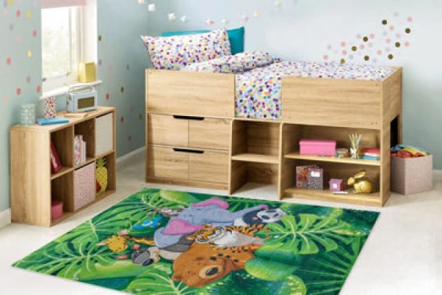 RugsX Bambino 2651 Washing Carpet Animals, Jungle For Children Anti Slip - Green / Brown 80X150 Cm