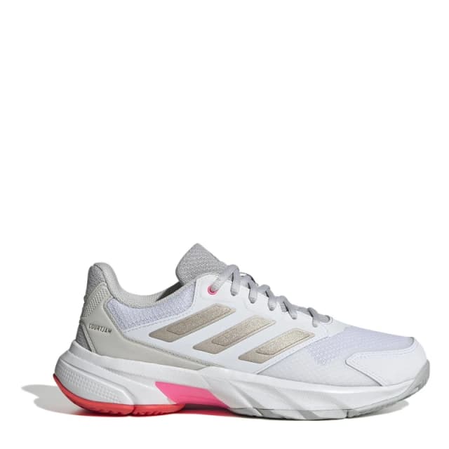 adidas Courtjam Control 3 Tennis Shoes Womens White/Pink female 4 (36.7)