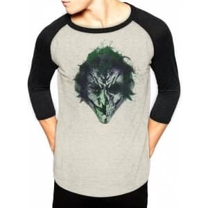 Batman - Joker Art Face Mens Small Long sleeved T-Shirt - Grey