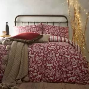 Furn. Skandi Woodland Single Duvet Cover Set Cotton Wildberry