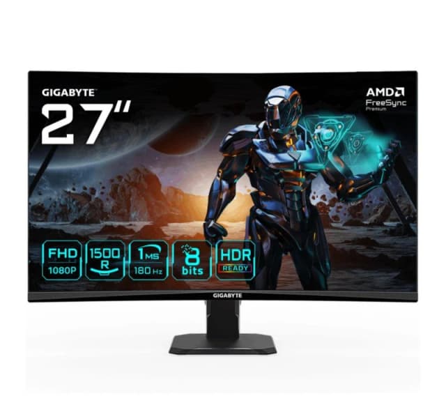 Gigabyte 27" GS27FC-EK 1920x1080 VA 180Hz 1ms FreeSync Curved Widescreen Gaming Monitor