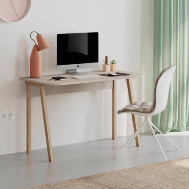 FWStyle FWStyle Modern Sandstone Home Office Study Desk in Beige Beige One Size Unisex 8683628019702