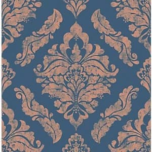 Boutique Damaris Blue/Gold Decorative Wallpaper - 10m