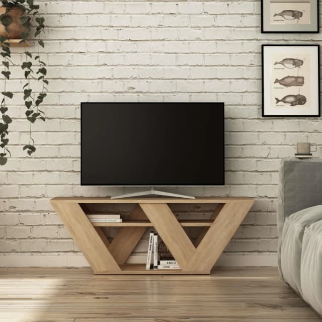 Decortie Pipralla Multimedia Centre TV Unit with Shelves 110cm in Natural Size: 1 Pack Natural Unisex 1 Pack