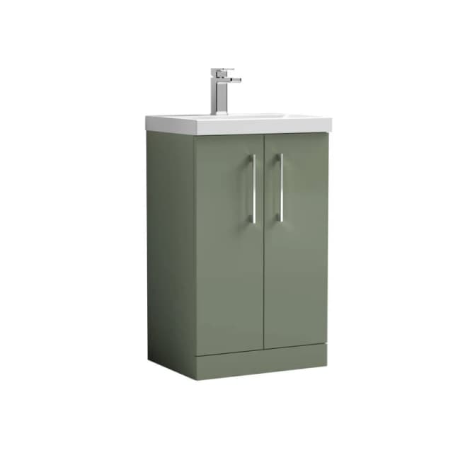 Balterley Modern Bathroom 2 Door Vanity Unit Basin, Satin Green, 500mm in Green Green Unisex