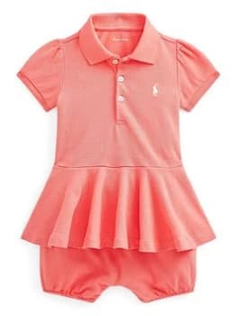Ralph Lauren Baby Girls Polo Peplum Dress - Red, Size 3 Months