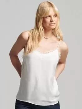 Superdry Studios Eyelash Cami - White, Size 10, Women