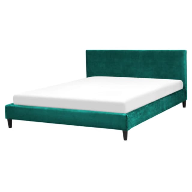 Beliani Bed Velvet Fitou 160 X 200 Cm (Eu King Size) Dark Green