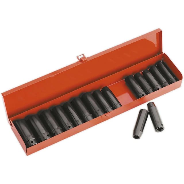 Loops 16 Piece PREMIUM Impact Socket Set - 1/2" Sq Drive - Deep Sockets - High Torque Multi