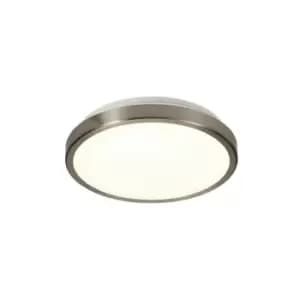 Flush Ceiling, 1 x 12W LED, 4000K, 565lm, IP44, Satin Nickel, White - Luminosa Lighting
