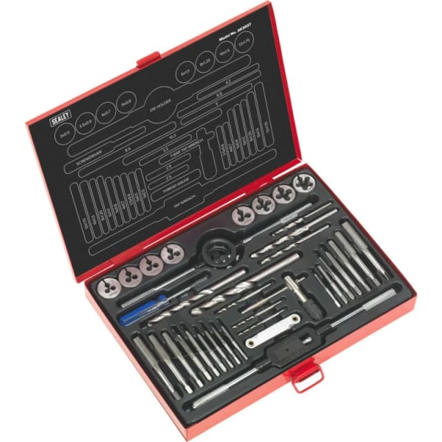 Loops 37pc Metric Tap & Split Die Set - M3 to M12 - Manual Bar & Socket Threading Tool Multi