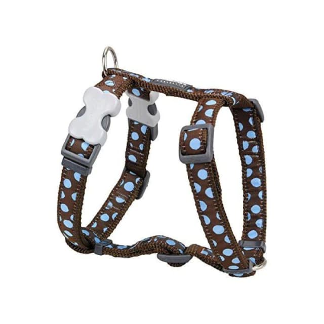 Sublime Market Connect Adjustable dog harness - Red Dingo - Blue/brown polka dots - 45-69cm - 20 mm - Buckle - Stainless steel