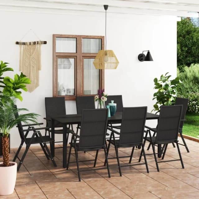 VIDAXL 9 Piece Garden Dining Set Black Vidaxl 8720286228173