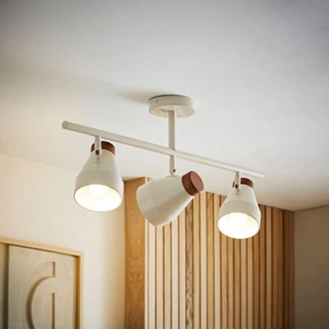 ValueLights ValueLights Parker Gloss with Walnut Wood Dome Lamp Shade 3 Way Bar Ceiling Light in Cream Cream One Size Unisex 5016529273066