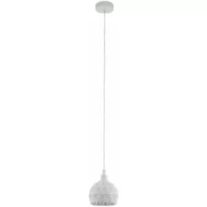 Pendant Light Colour White Powder Coated Steel Faceted Shade Bulb E14 1x40W