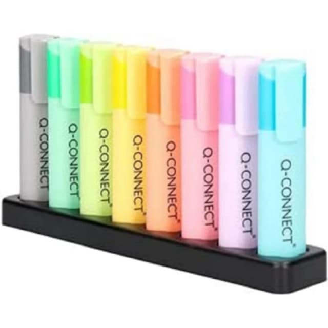 Q - Connect Deskset with 8 Pastel Highlighters (Pack of 8) KF17806