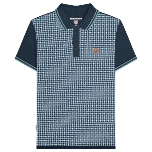 Lambretta Lambretta Men SS25 Houndstooth Big & Tall Polo Shirt in Navy Size: 3X-Large Navy XXXL Male 5063703755887