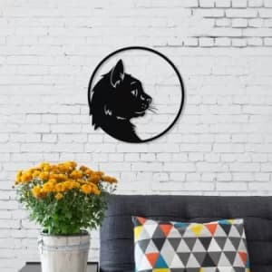 Cat Profile Black Decorative Metal Wall Accessory
