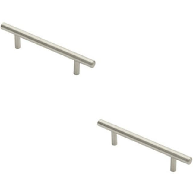 Loops 2x Round T Bar Pull Handle 146 x 10mm 96mm Fixing Centres Stainless Steel Metallics unisex