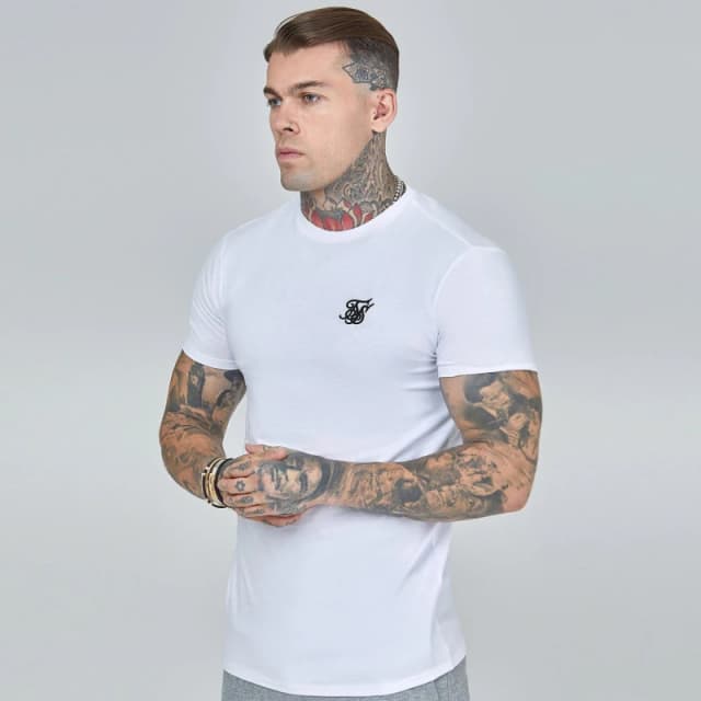 SikSilk Muscle Fit T-Shirt Mens White male Large