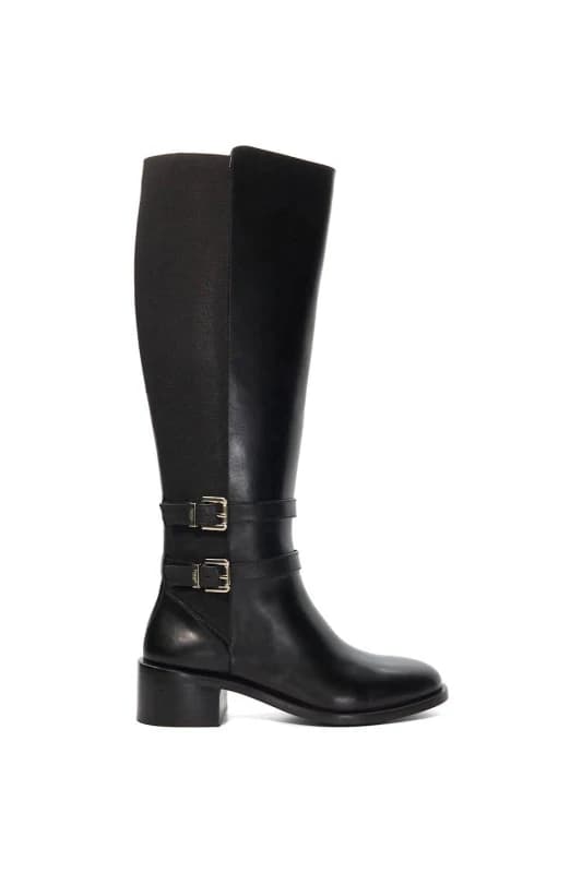 Dune London Womens 'Tatter' Leather Knee High Boots in Black Size: 3 Black Female 3