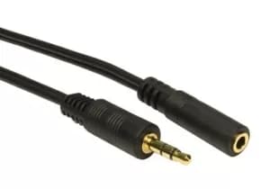 3.5mm (M) Stereo Plug to 3.5mm (F) Stereo Plug 1m Black with Gold Connectors OEM Cable
