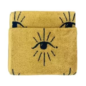 Theia Abstract Eye Hand Towel Ochre