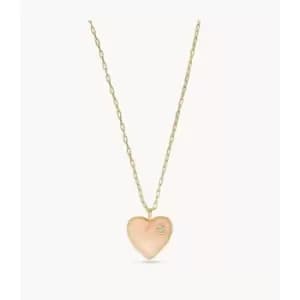 Fossil Womens Blush Pink Resin Heart Pendant Necklace - Gold