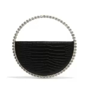 I Saw It First Mock Croc Faux Leather Circle Diamante Grab Bag - White