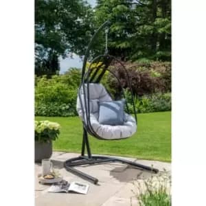 Norfolk Leisure Norfolk Lesiure Folding Basket Swing w/ Black Steel Frame & Cushions - Grey