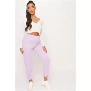 I Saw It First Lilac Basic Plain Loopback Lounge Jogger - Purple