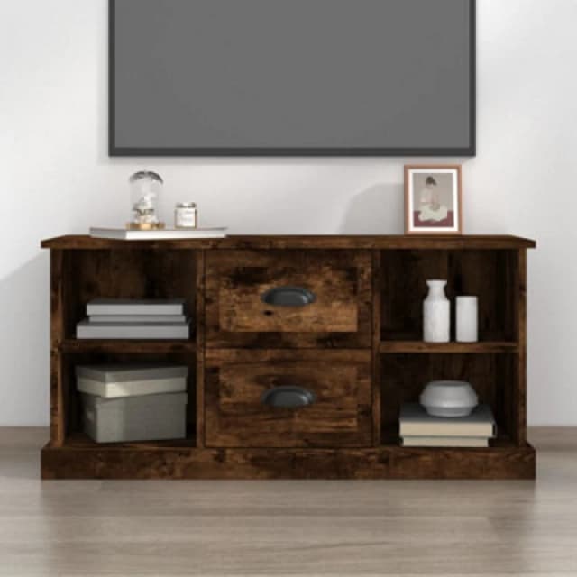 vidaXL TV Cabinet Smoked Oak 99.5x35.5x48cm Engineered Wood, Brown 816277