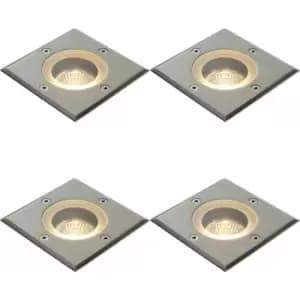 4 pack Marine Grade IP65 Square Ground Light - 50W GU10 - Stainless Steel