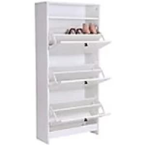 HOMCOM Shoe Cabinet 833-415WT Metal, Particle Board, Plastic White 240 mm x 600 mm x 1320 mm