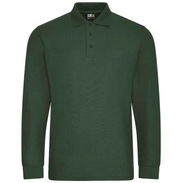 PRORTX PRORTX Men Long-Sleeved Polo Shirt in Bottle Green Size: Small Bottle Green S Male 5063574362436