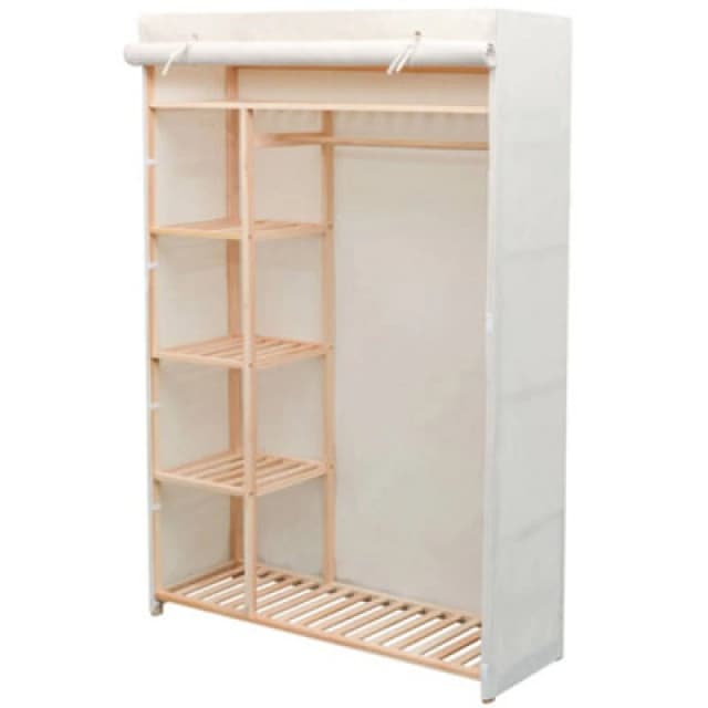 vidaXL Wardrobe Fabric and Pinewood Clothes Shoes Accessories Cabinet Storage
