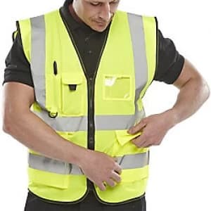 B Seen Executive Waistcoat Hi-Vis Polyester S Yellow