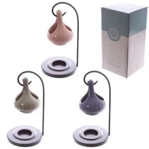 Hanging Teardrop Ceramic Oil Burner with Metal Stand (1 Random Supplied)