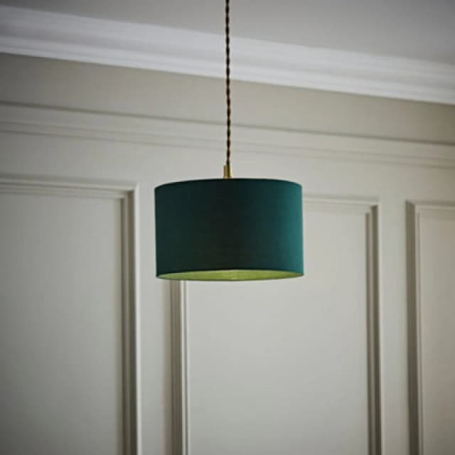 ValueLights Reni Forest Green Fabric Drum Ceiling Lamp Shade Bottle Green