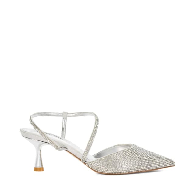 Dune London 'Competitive' Strappy Heels Silver