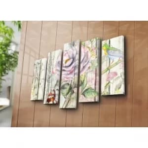 5PAT-44 Multicolor Decorative Canvas Painting (5 Pieces)
