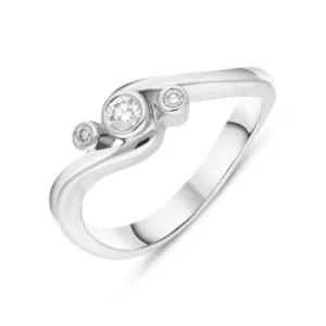 18ct White Gold Diamond Three Stone Crossover Ring