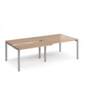 Adapt II Sliding top Double Back to Back Desk s 2400mm x 1200mm - silve