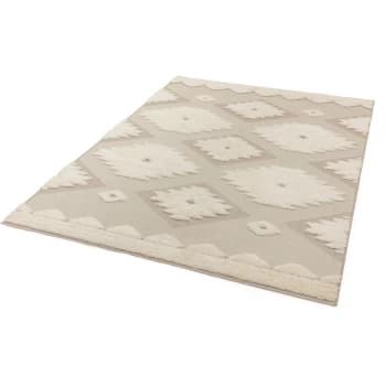 Monty MN02 Natural Cream Tribal 160cm x 230cm Rectangle - Multicoloured and Cream