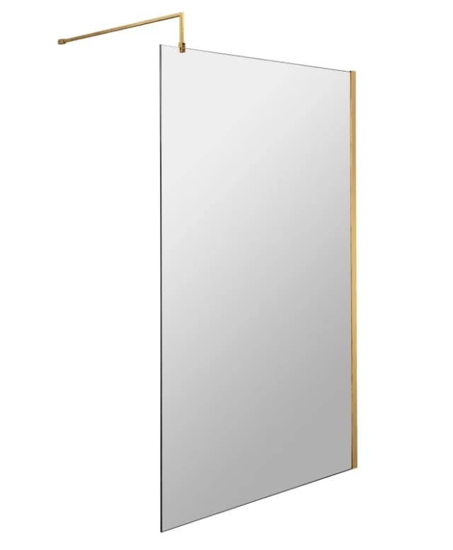 Balterley 8mm Safety Glass Screen and Support Bar Brushed Brass 1000x1850mm Bronze