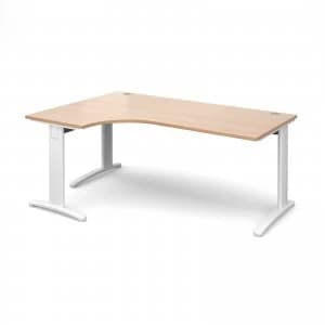 TR10 Deluxe Left Hand Ergonomic Desk 1800mm - White Frame Beech Top