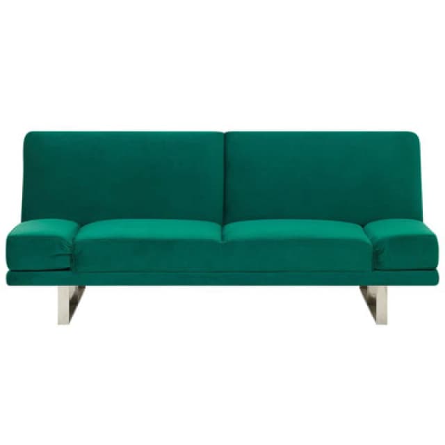 Beliani Sofa Bed 2 Seater York Velvet Green