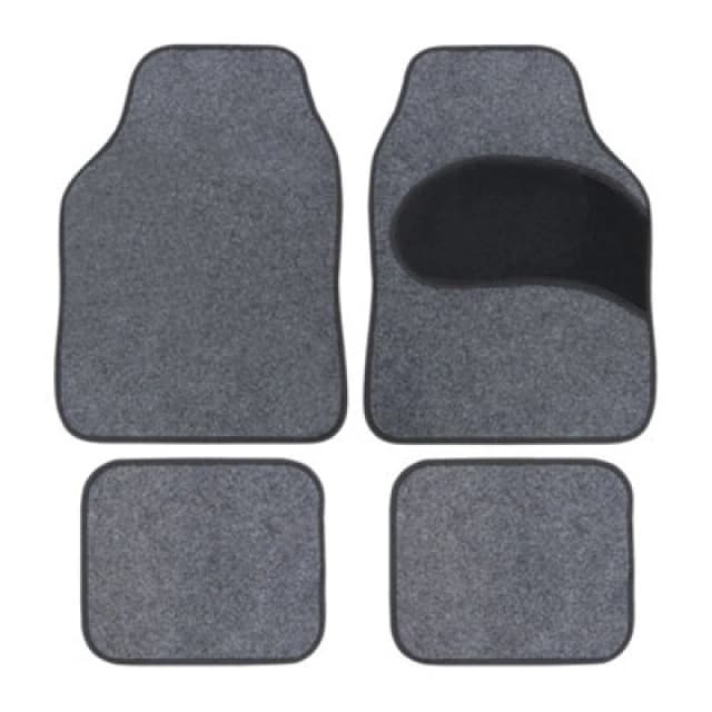 Jvl Universal Pvc Backed Carpet Car Mats, Endurance Set, 4 Pieces, Grey/black