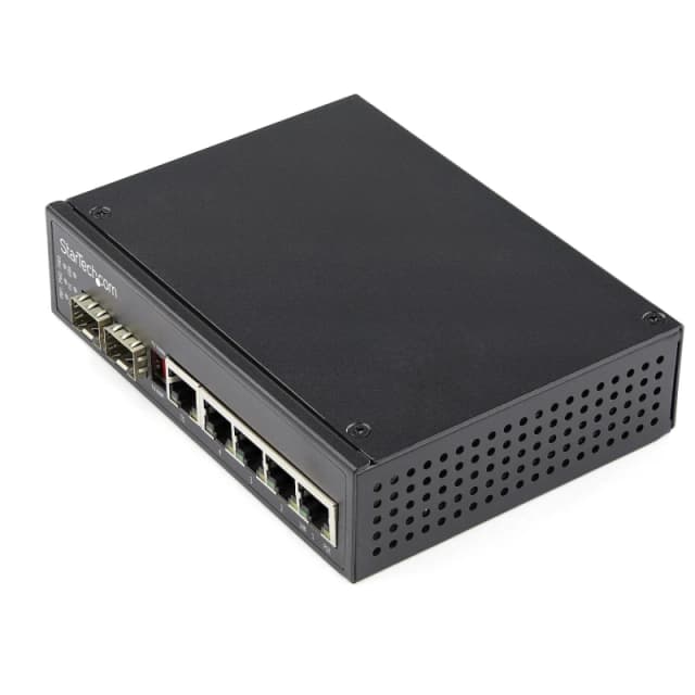 StarTech.com Industrial 6 Port Gigabit Ethernet Switch 4 PoE RJ45 +2 SFP